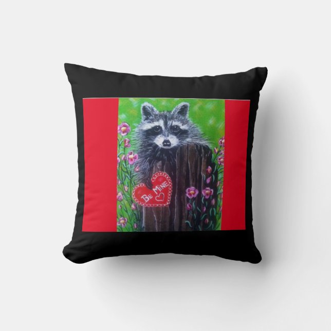 Rocky the Raccoon Valentine Pillow (Front)