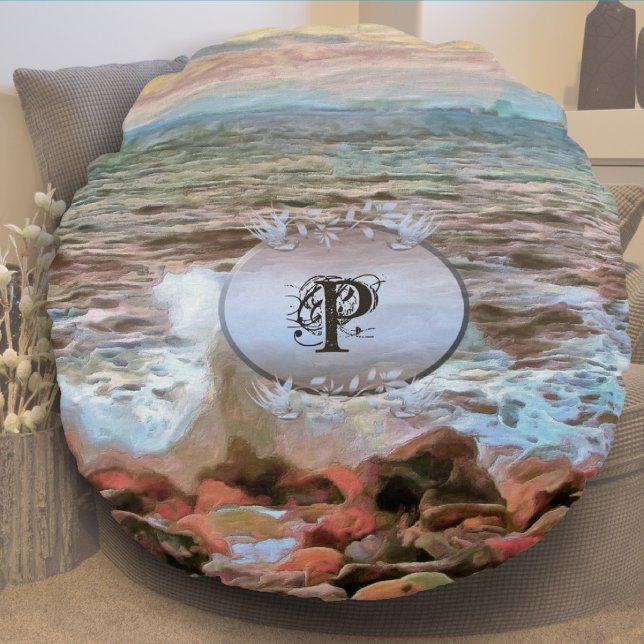 Rocky Waves 0742 Round Pillow (Creator Uploaded)