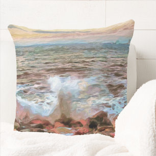 Rocky Waves 0742 Throw Pillow
