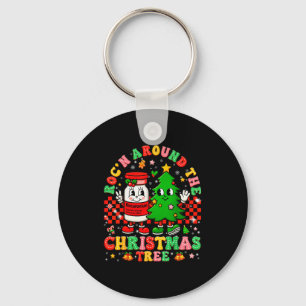 Rocn Around The Christmas Tree Nurse Icu Pjs Xmas  Keychain