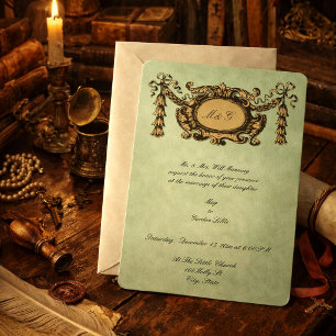 Rococo 1691 Crest Monogram Customizable Colours Invitation
