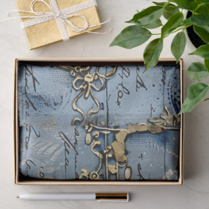 Rococo Blue Gold Italian Romantic  Tissue Paper