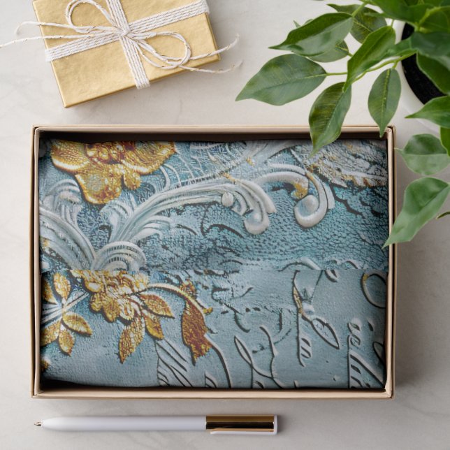 Rococo Blue Gold Italian Romantic  Tissue Paper (Gift)
