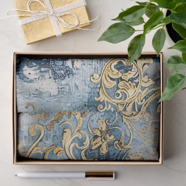 Rococo Blue Gold Italian Romantic  Tissue Paper (Gift)