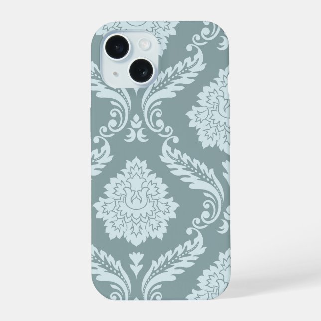 Rococo Damask Art I Duck Egg Blue+Teal (Verso)