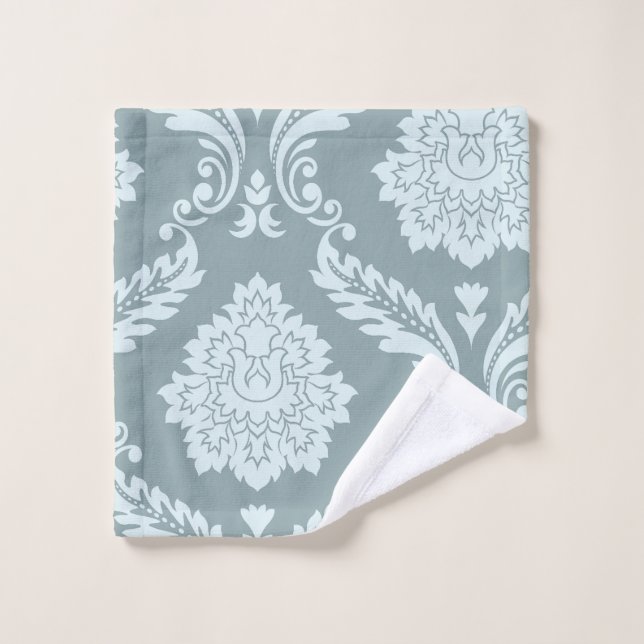 Rococo Damask Art I Duck Egg Blue+Teal (Gant de toilette)