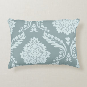 Rococo Damask Art I Duck Egg Blue+Teal Accent Pillow