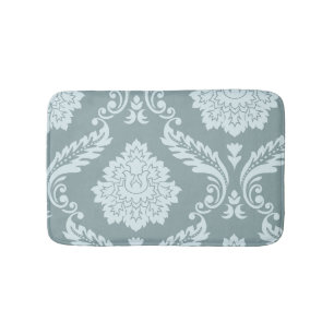 Rococo Damask Art I Duck Egg Blue+Teal Bath Mat