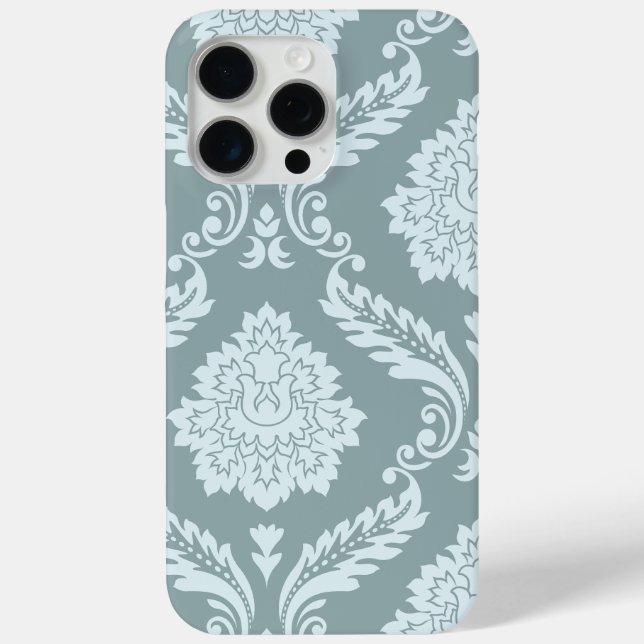 Rococo Damask Art I Duck Egg Blue+Teal Case-Mate iPhone Case (Back)