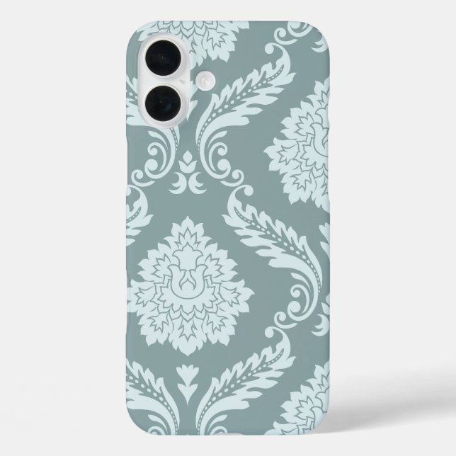 Rococo Damask Art I Duck Egg Blue+Teal Case-Mate iPhone Case (Back)