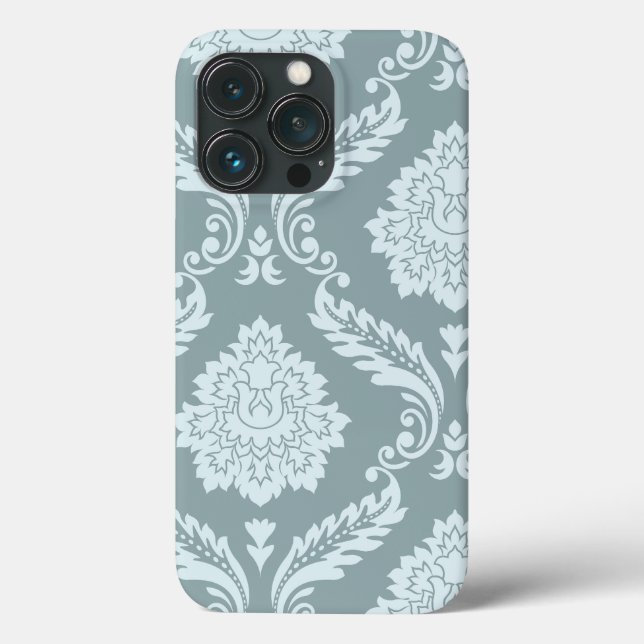 Rococo Damask Art I Duck Egg Blue+Teal Case-Mate iPhone Case (Back)