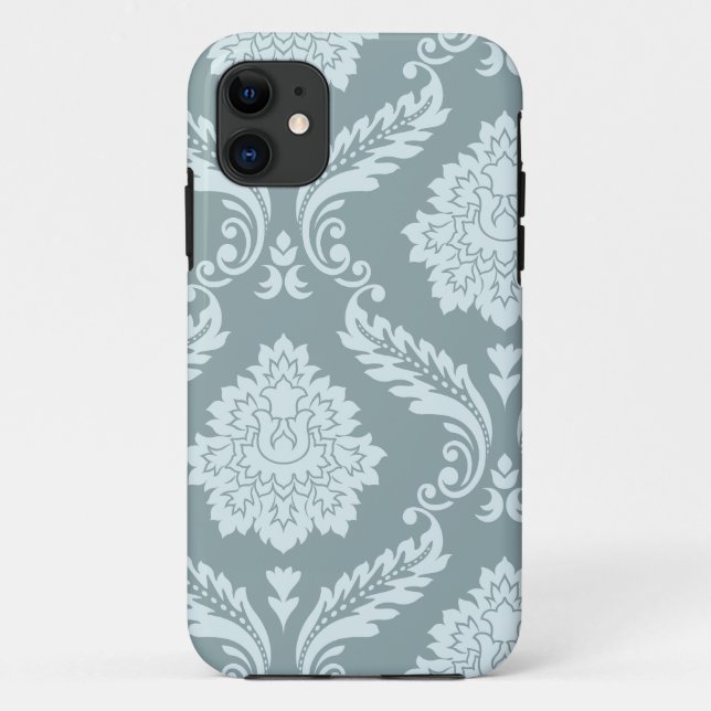 Rococo Damask Art I Duck Egg Blue+Teal Case-Mate iPhone Case (Back)