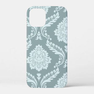 Rococo Damask Art I Duck Egg Blue+Teal iPhone 12 Mini Case
