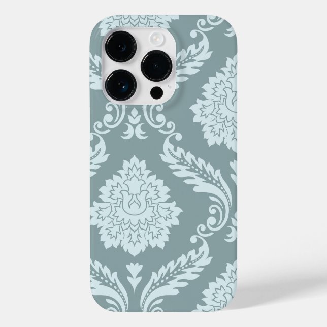 Rococo Damask Art I Duck Egg Blue+Teal Case-Mate iPhone Case (Back)