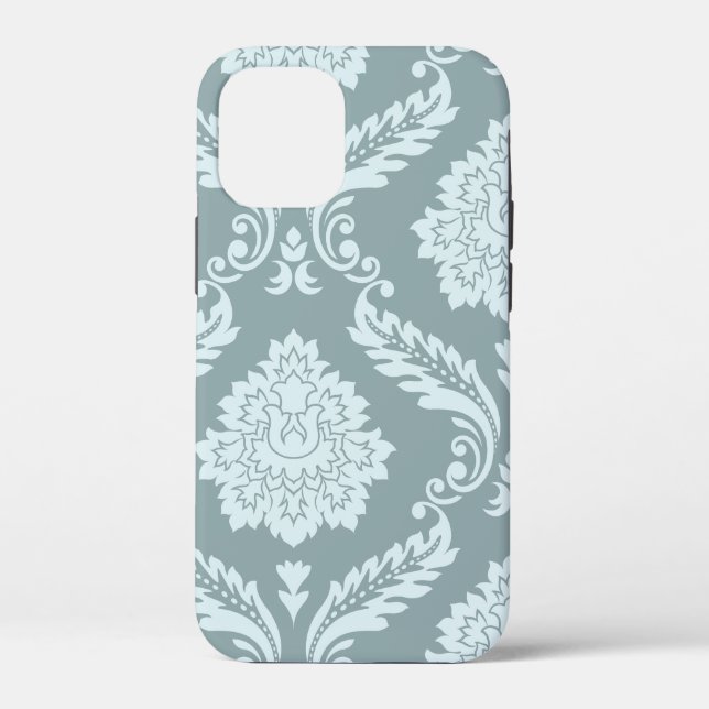 Rococo Damask Art I Duck Egg Blue+Teal Case-Mate iPhone Case (Back)