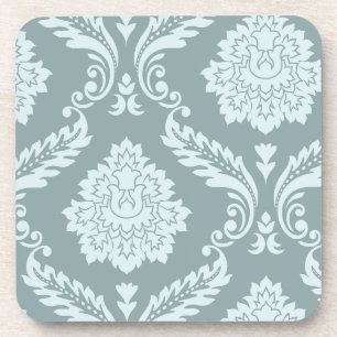 Rococo Damask Art I Duck Egg Blue+Teal Coaster