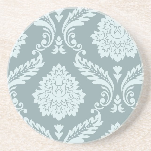 Rococo Damask Art I Duck Egg Blue+Teal Coaster (Front)