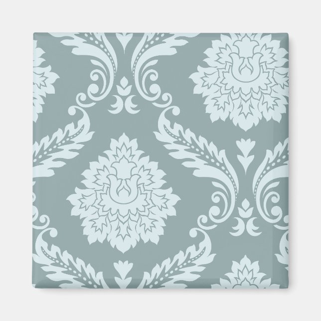 Rococo Damask Art I Duck Egg Blue+Teal Magnet (Front)