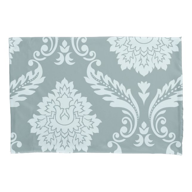 Rococo Damask Art I Duck Egg Blue+Teal Pillowcase (Front)