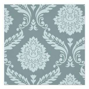 Rococo Damask Art I Duck Egg Blue+Teal Poster