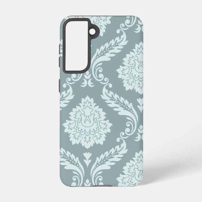 Rococo Damask Art I Duck Egg Blue+Teal Samsung Galaxy S21 Case (Back)