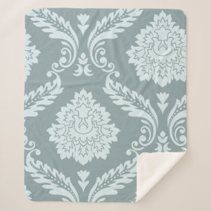 Rococo Damask Art I Duck Egg Blue+Teal Sherpa Blanket