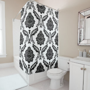 Rococo Damask Big Pattern Black on White