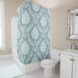 Rococo Damask Big Pattern Duck Egg Blue+Teal