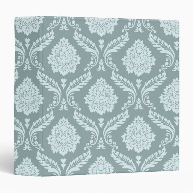 Rococo Damask Big Pattern Duck Egg Blue+Teal Binder (Front/Spine)