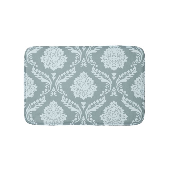 Rococo Damask Lg Pattern Duck Egg Blue+Teal Bath Mat (Front)
