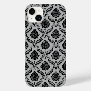 Rococo Damask Pattern Black on Grey Case-Mate iPhone 14 Plus Case