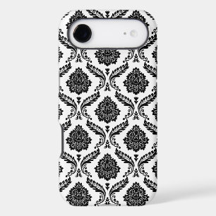 Rococo Damask Pattern Black on White