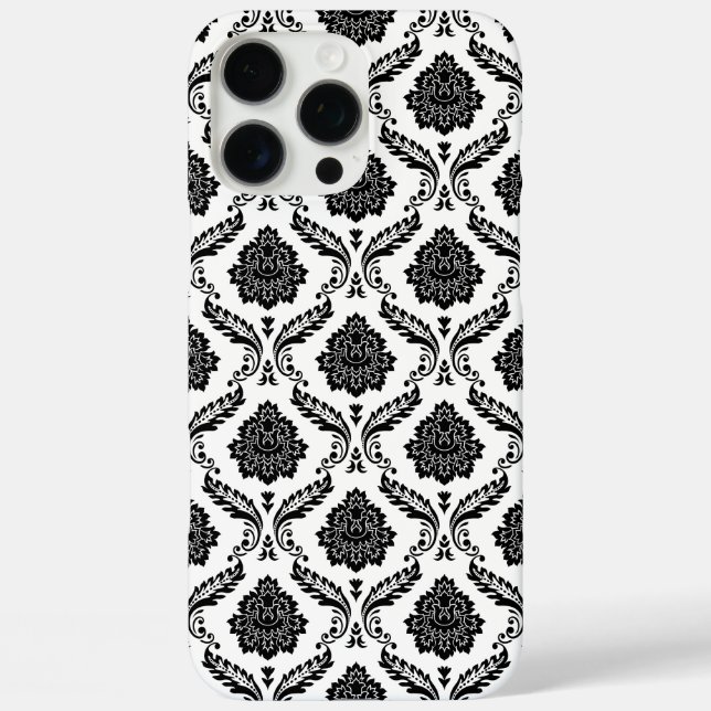 Rococo Damask Pattern Black on White Case-Mate iPhone Case (Back)