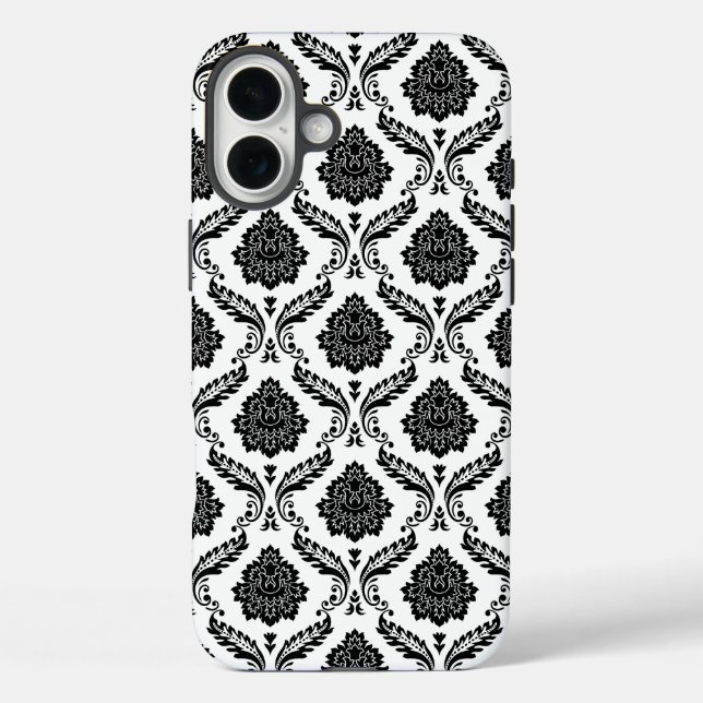 Rococo Damask Pattern Black on White Case-Mate iPhone Case (Back)