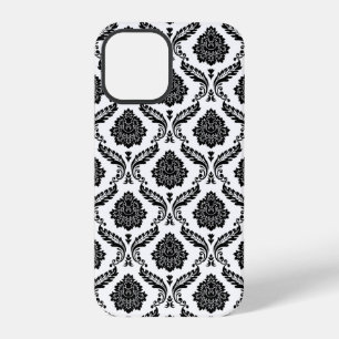 Rococo Damask Pattern Black on White iPhone 12 Pro Case