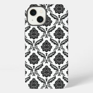 Rococo Damask Pattern Black on White iPhone 13 Case