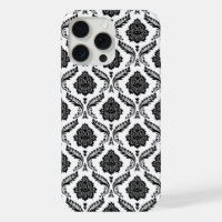 Rococo Damask Pattern Black on White