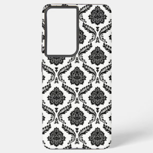 Rococo Damask Pattern Black on White Samsung Galaxy Case