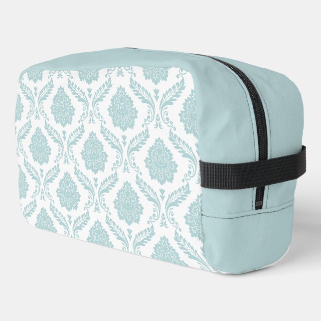 Rococo Damask Pattern Duck Egg Blue on White Dopp Kit (Left Corner)