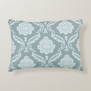 Rococo Damask Pattern Duck Egg Blue+Teal Accent Pillow