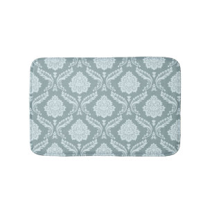 Rococo Damask Pattern Duck Egg Blue+Teal Bath Mat
