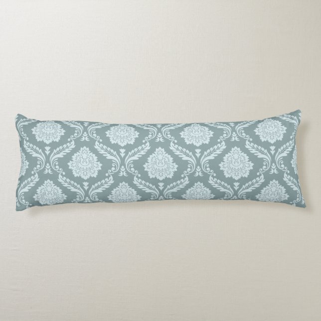 Rococo Damask Pattern Duck Egg Blue+Teal  Body Pillow (Back)