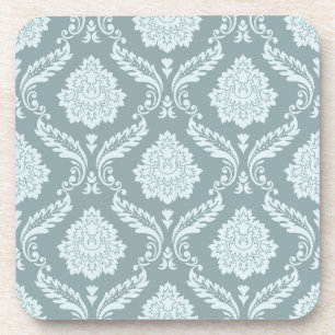 Rococo Damask Pattern Duck Egg Blue+Teal Coaster