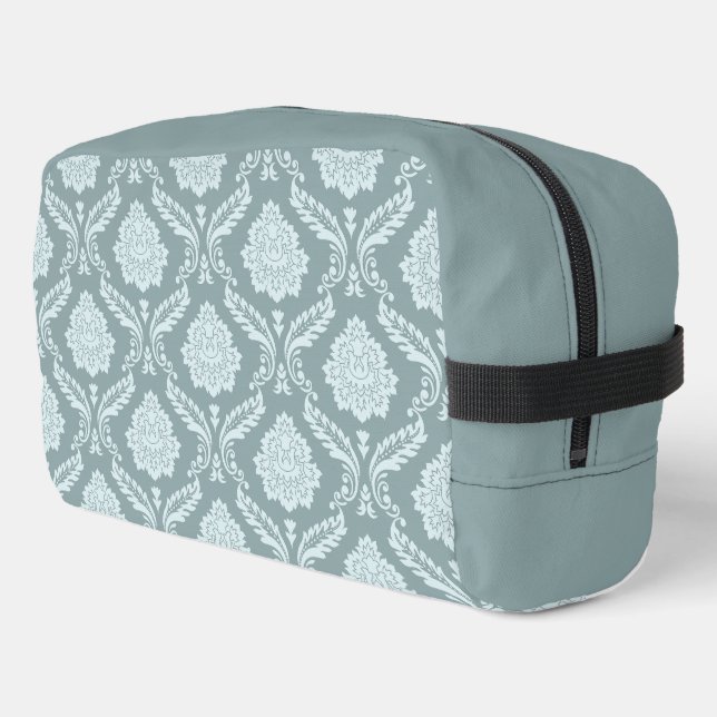 Rococo Damask Pattern Duck Egg Blue+Teal Dopp Kit (Left Corner)