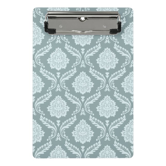 Rococo Damask Pattern Duck Egg Blue+Teal Mini Clipboard (Front)