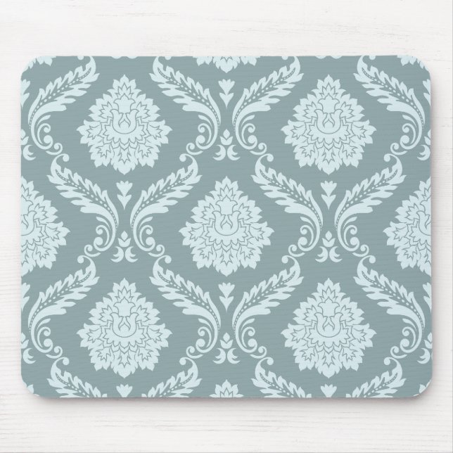 Rococo Damask Pattern Duck Egg Blue+Teal Mouse Pad (Front)
