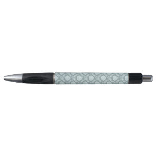 Rococo Damask Pattern Duck Egg Blue+Teal Pen