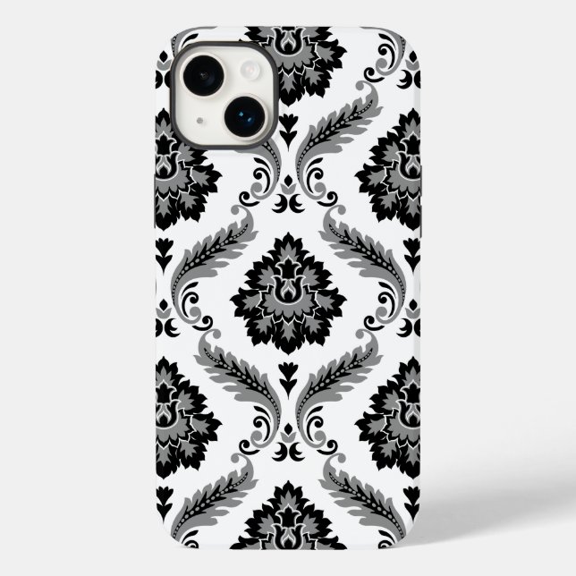 Rococo Damask Pattern Grey Black White Case-Mate iPhone Case (Back)