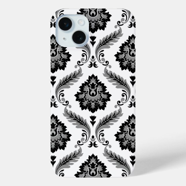 Rococo Damask Pattern Grey Black White Case-Mate iPhone Case (Back)