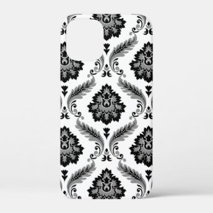 Rococo Damask Pattern Grey Black White iPhone 12 Mini Case